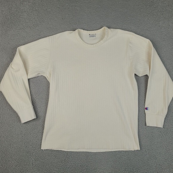 Champion‎ Sweater Womens Large Beige Pullover Striped Sweatshirt Casual Ladies - Picture 1 of 14